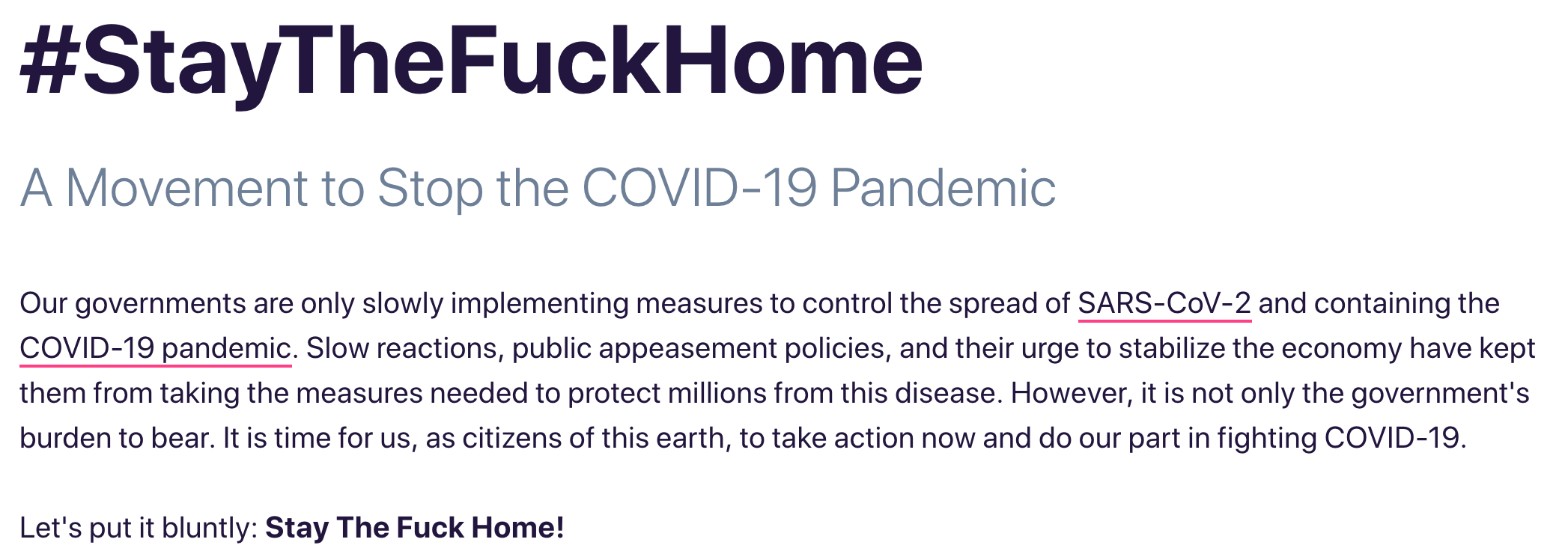 #StayTheFuckHome